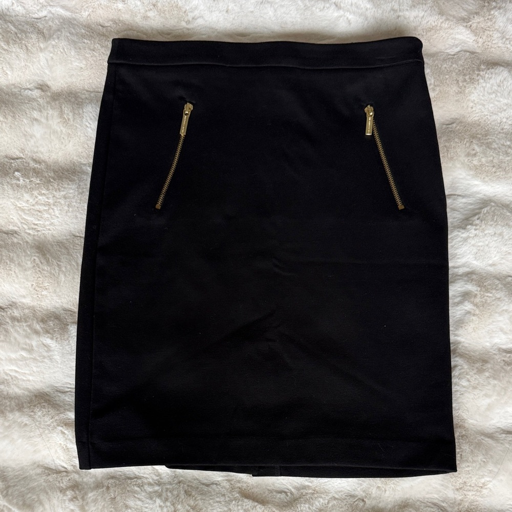 Michael Kors Black Pencil Skirt with Gold Zippers